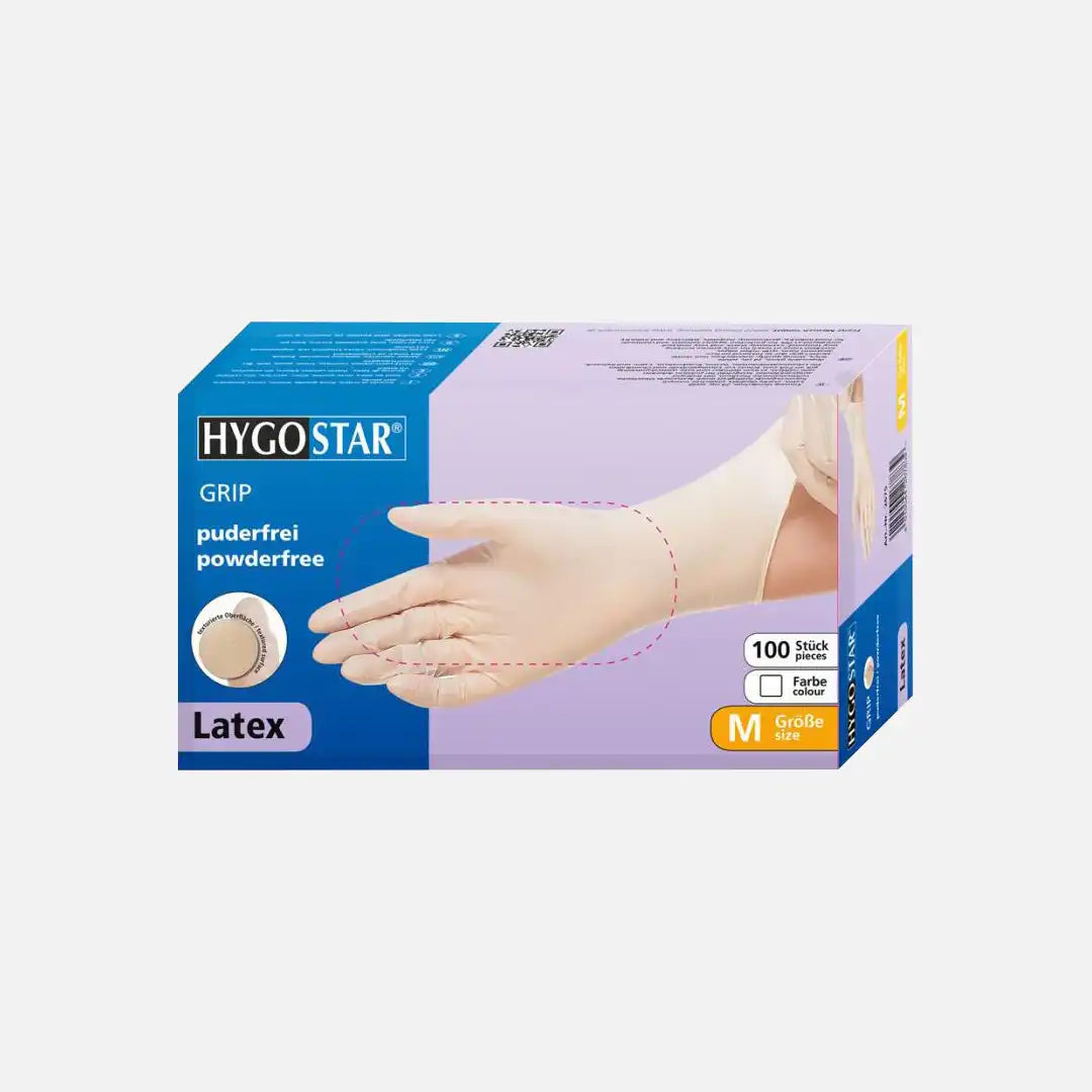 HYGOSTAR Latex-Handschuhe &quot;GRIP&quot;, weiss, puderfrei